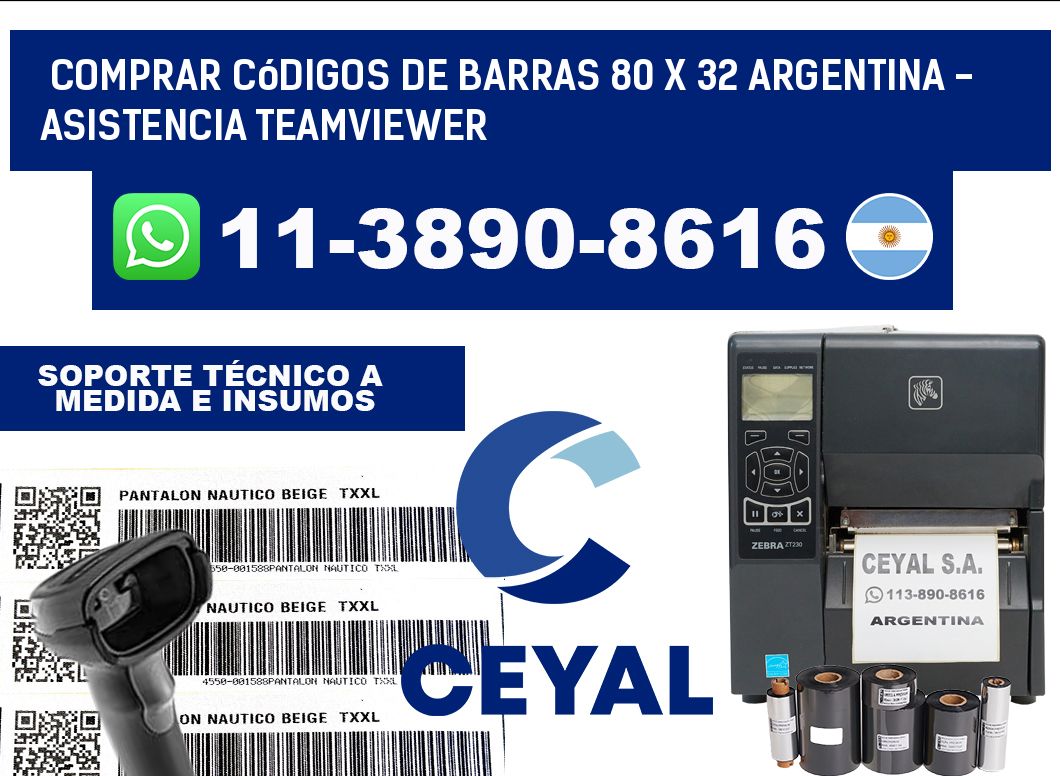 Comprar códigos de barras 80 x 32 argentina - asistencia teamviewer