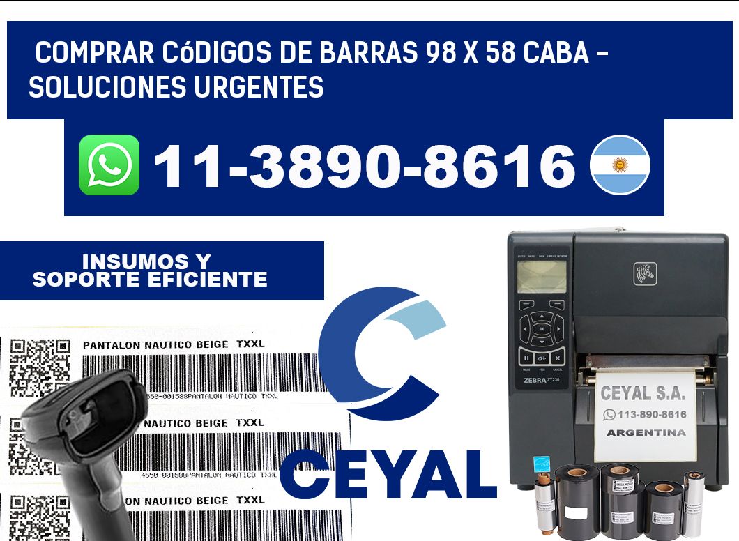Comprar códigos de barras 98 x 58 CABA - soluciones urgentes