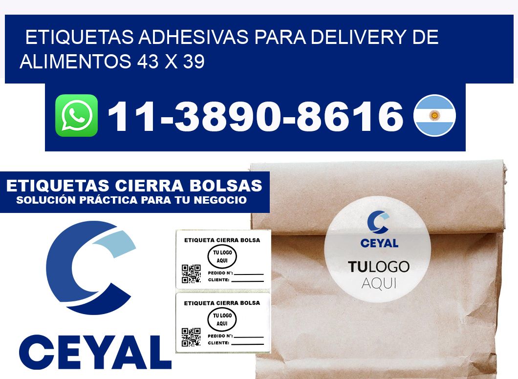 ETIQUETAS ADHESIVAS PARA DELIVERY DE ALIMENTOS 43 x 39