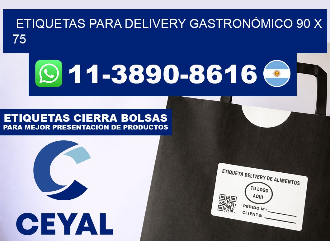 ETIQUETAS PARA DELIVERY GASTRONÓMICO 90 x 75