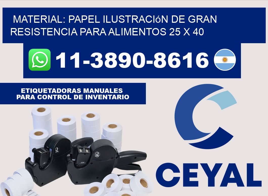 Material: papel ilustración de gran resistencia para alimentos 25 x 40
