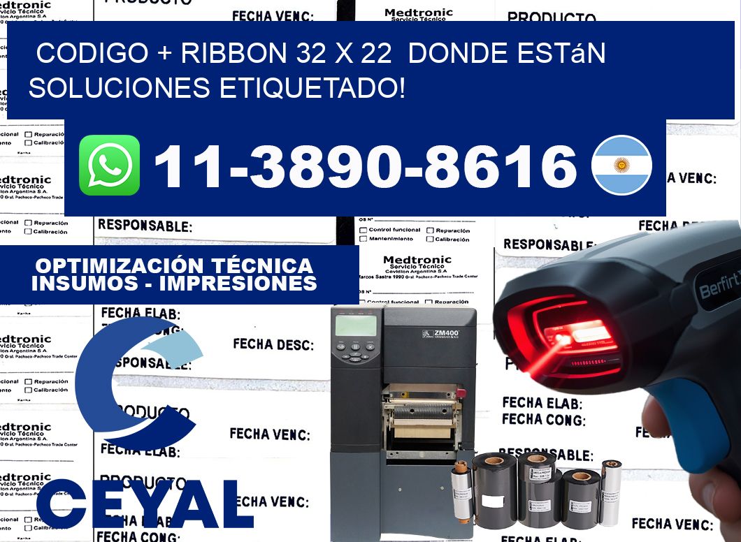 codigo + ribbon 32 x 22  donde están soluciones etiquetado!