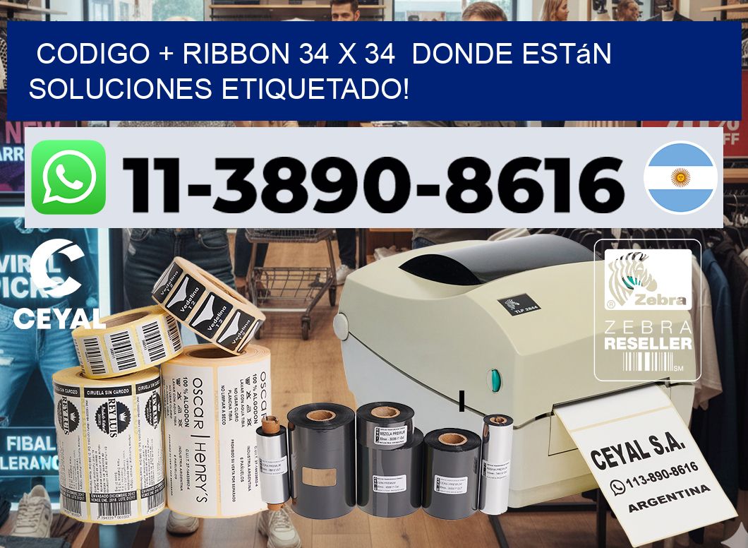 codigo + ribbon 34 x 34  donde están soluciones etiquetado!