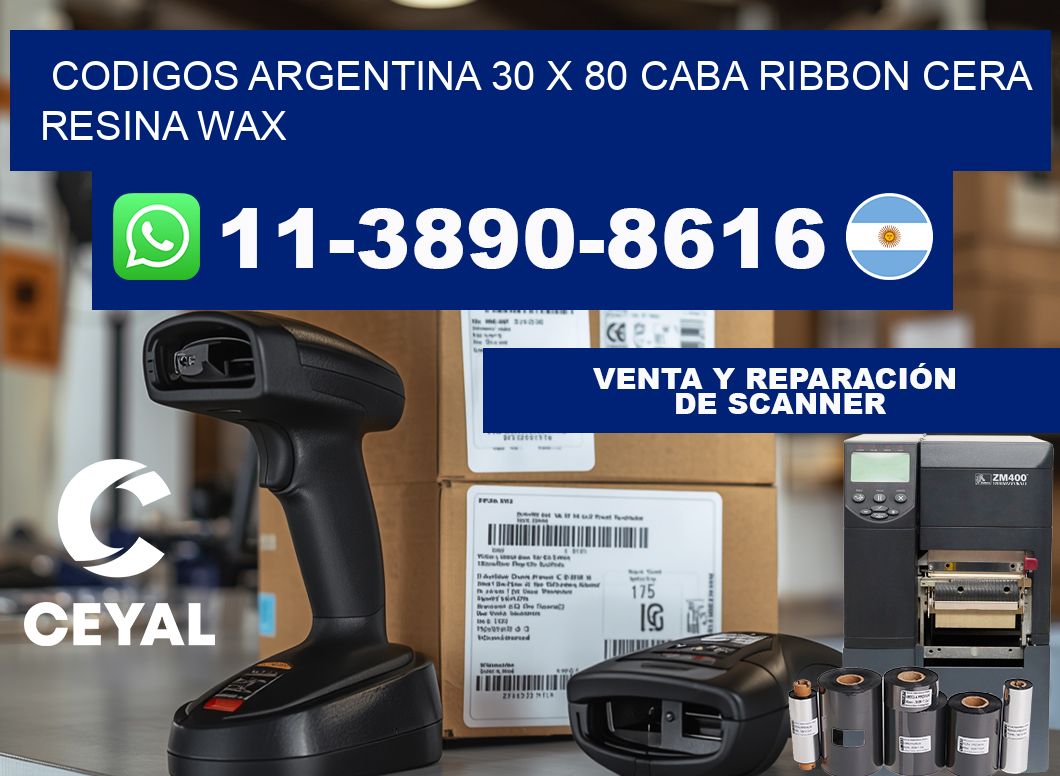 codigos Argentina 30 x 80 CABA Ribbon cera resina wax