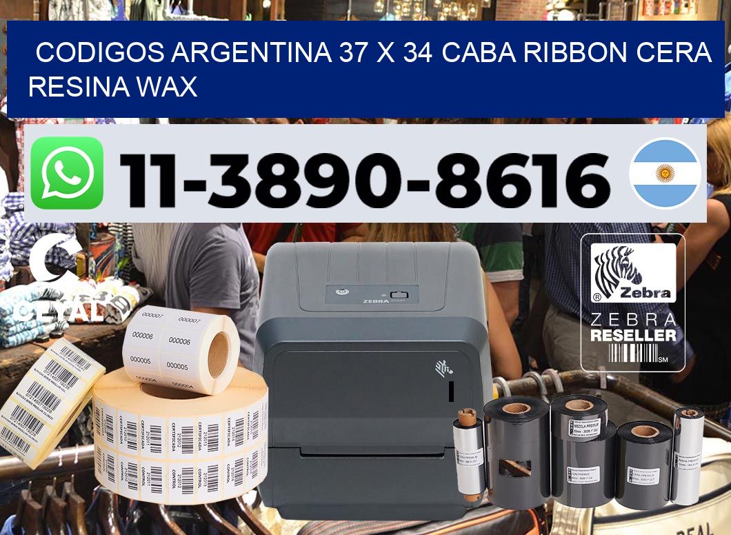 codigos Argentina 37 x 34 CABA Ribbon cera resina wax