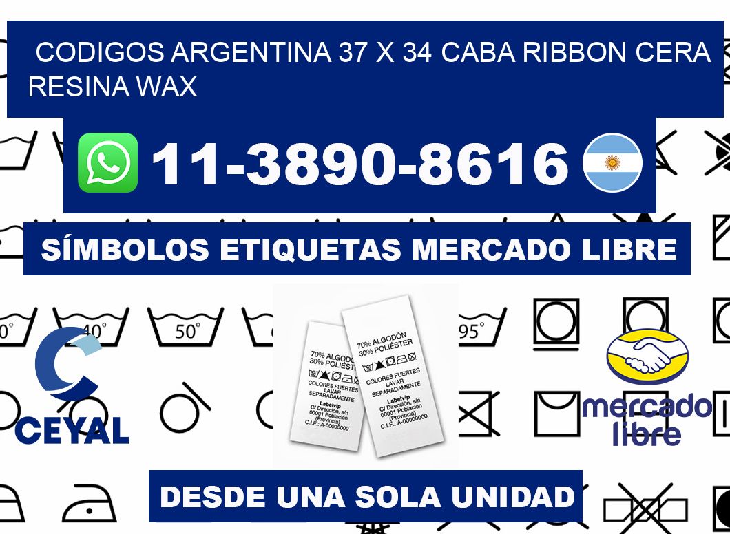 codigos Argentina 37 x 34 CABA Ribbon cera resina wax