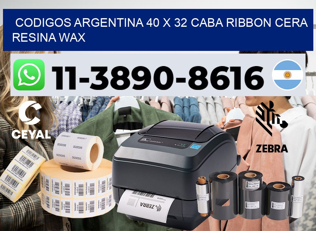 codigos Argentina 40 x 32 CABA Ribbon cera resina wax