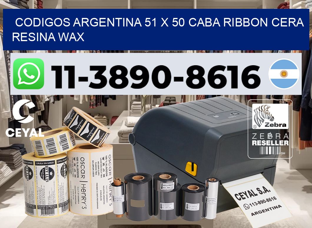 codigos Argentina 51 x 50 CABA Ribbon cera resina wax