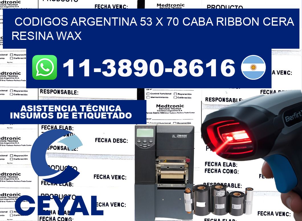 codigos Argentina 53 x 70 CABA Ribbon cera resina wax