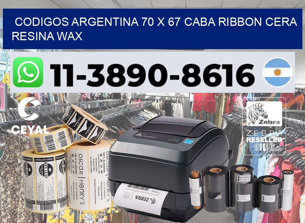 codigos Argentina 70 x 67 CABA Ribbon cera resina wax