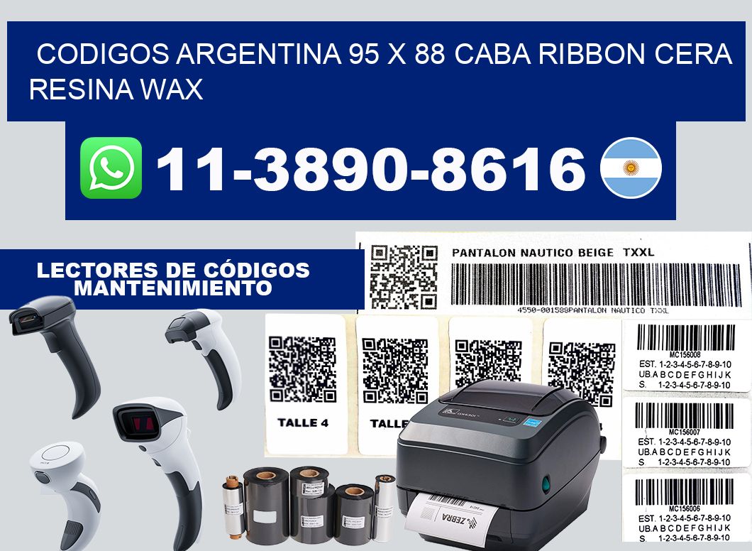 codigos Argentina 95 x 88 CABA Ribbon cera resina wax