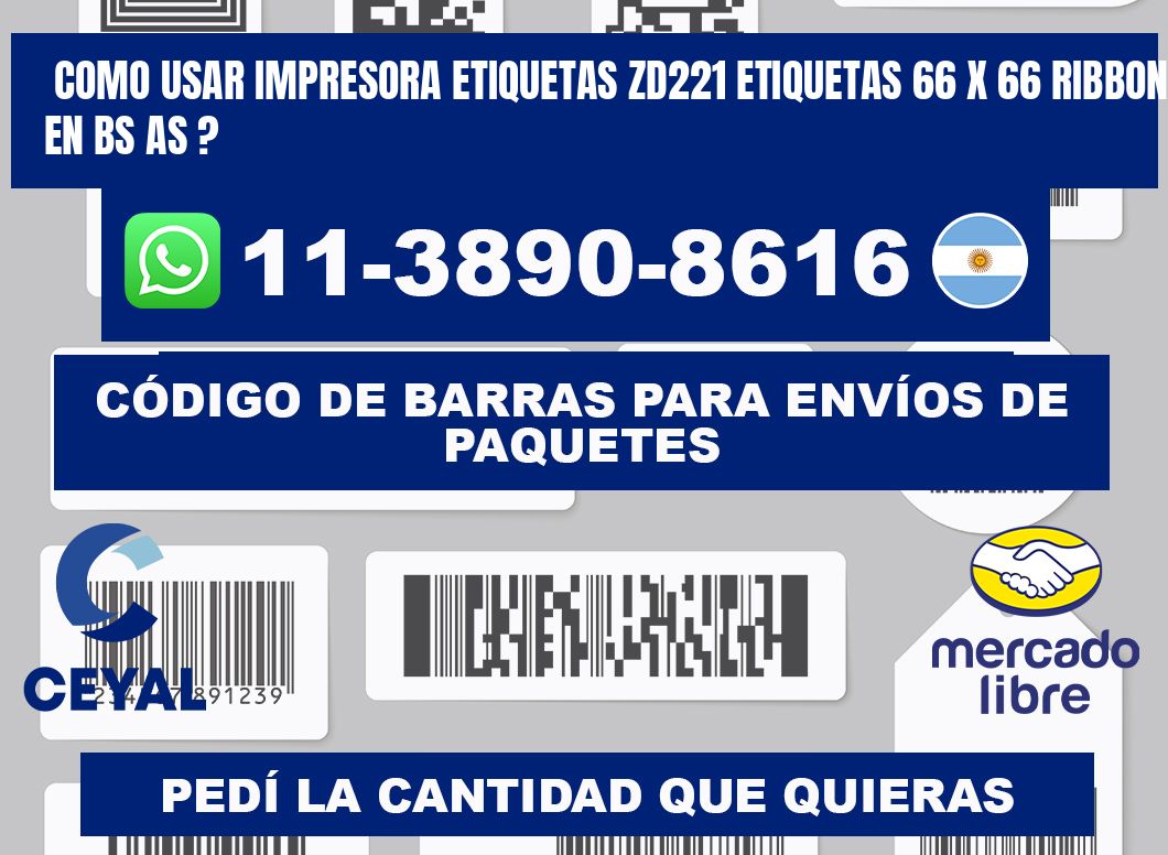 como usar impresora etiquetas zd221 etiquetas 66 x 66 ribbon en BS AS ?