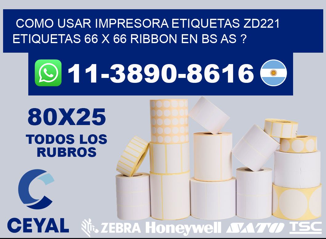 como usar impresora etiquetas zd221 etiquetas 66 x 66 ribbon en BS AS ?