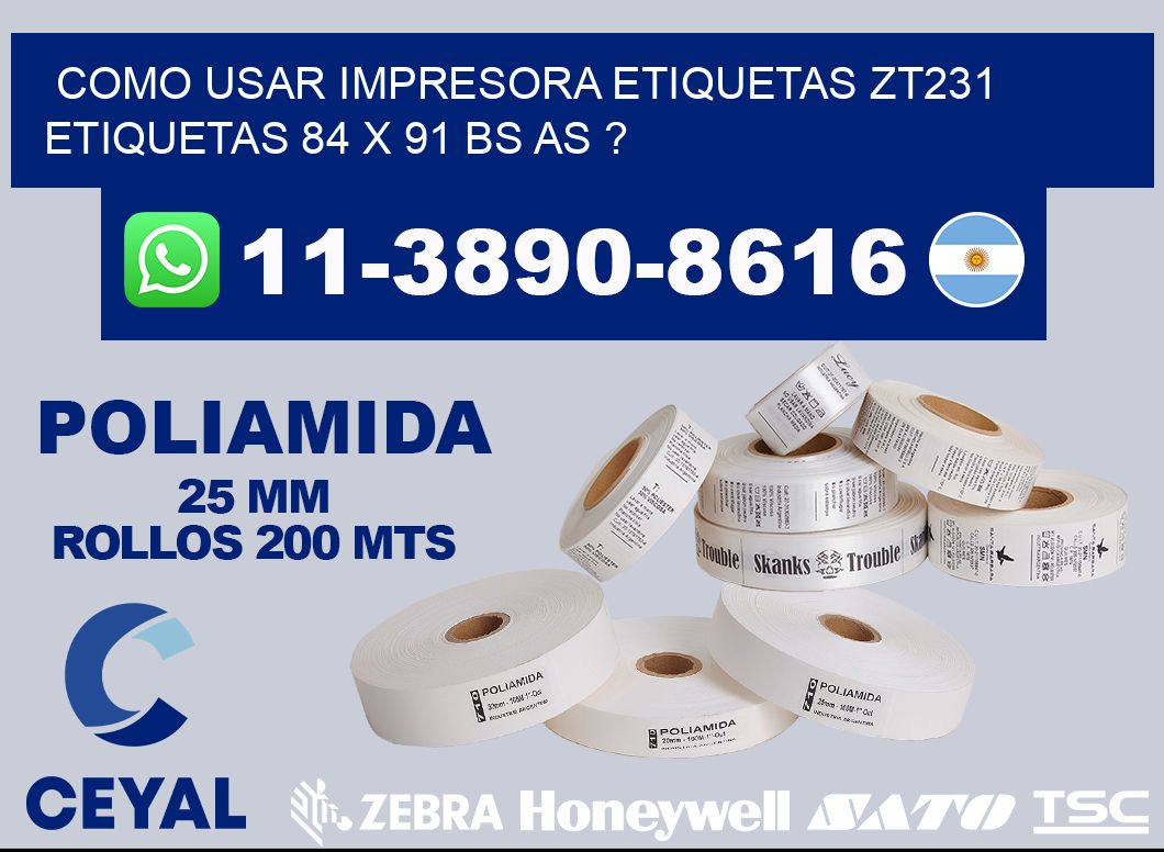 como usar impresora etiquetas zt231 etiquetas 84 x 91 BS AS ?