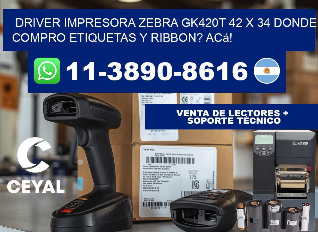 driver impresora zebra gk420t 42 x 34 Donde compro etiquetas y ribbon? Acá!