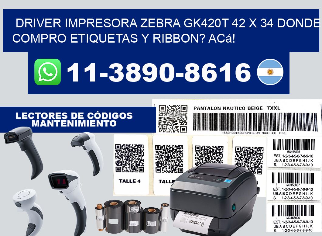 driver impresora zebra gk420t 42 x 34 Donde compro etiquetas y ribbon? Acá!