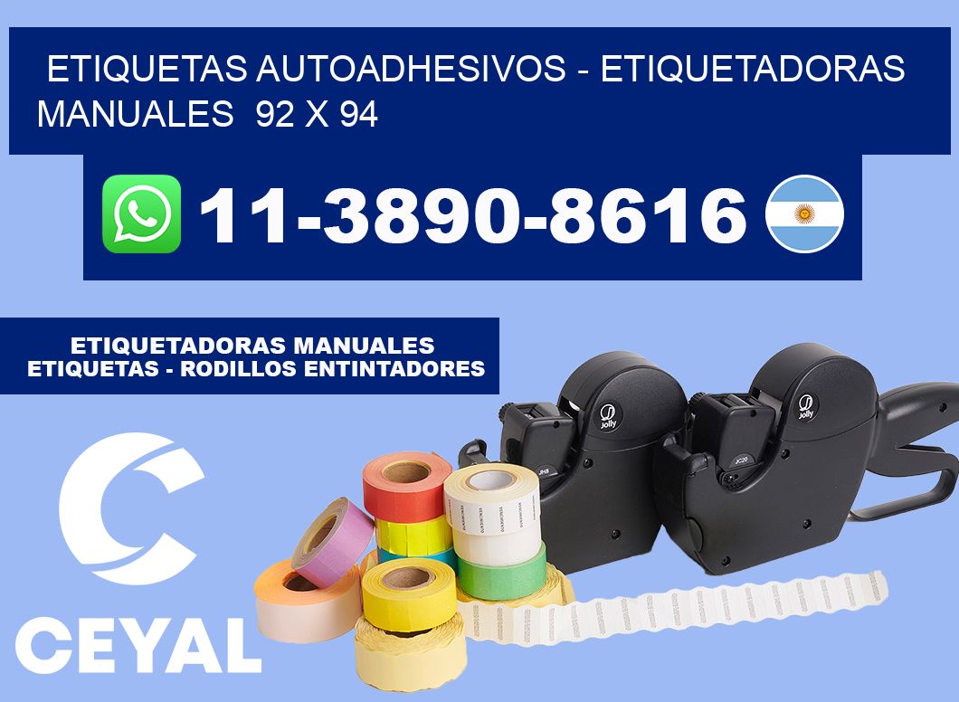 etiquetas autoadhesivos - Etiquetadoras Manuales  92 x 94