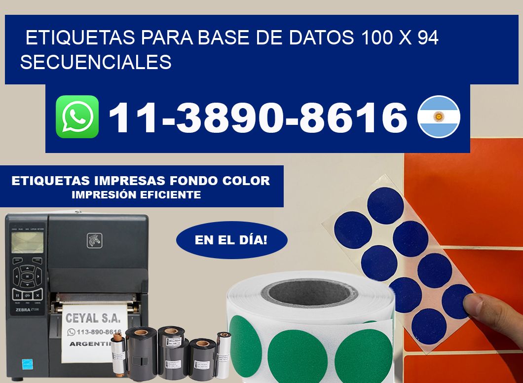 etiquetas para base de datos 100 x 94 secuenciales