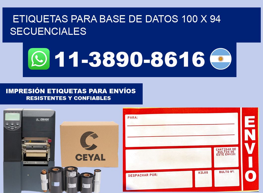 etiquetas para base de datos 100 x 94 secuenciales