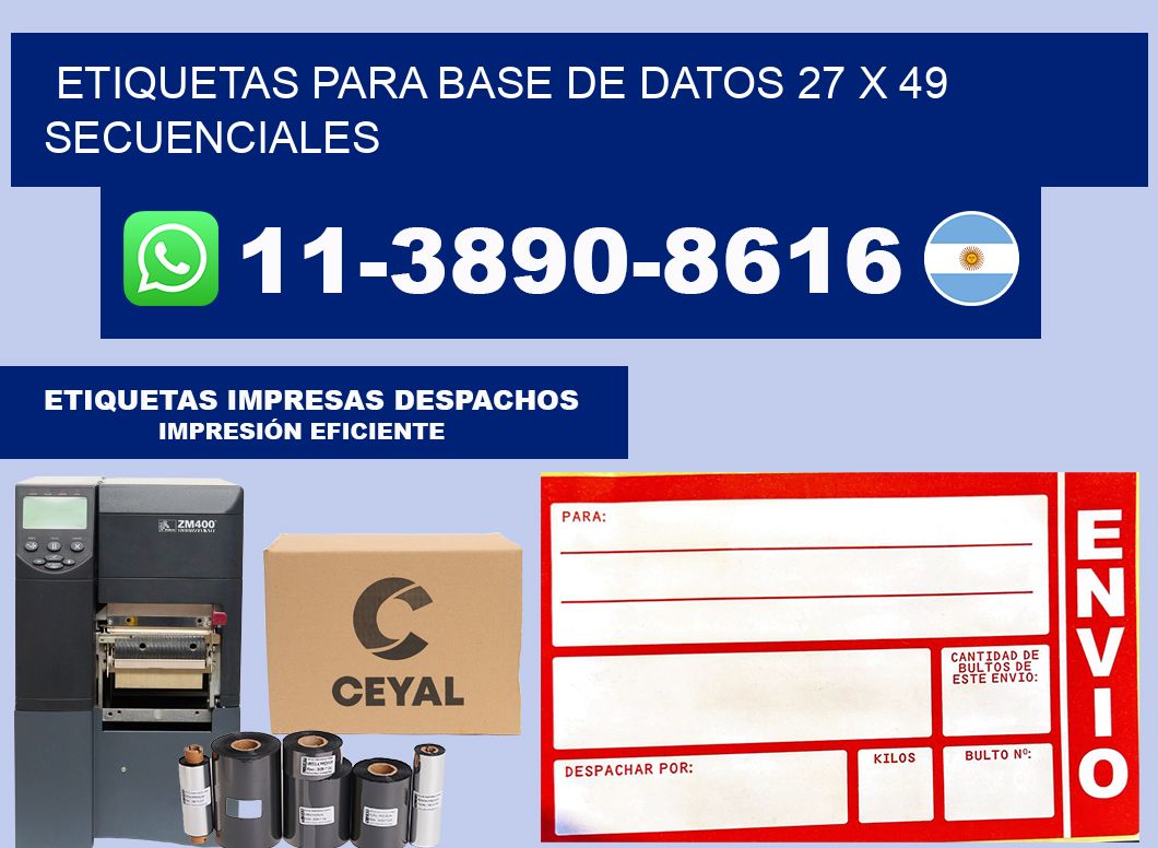 etiquetas para base de datos 27 x 49 secuenciales