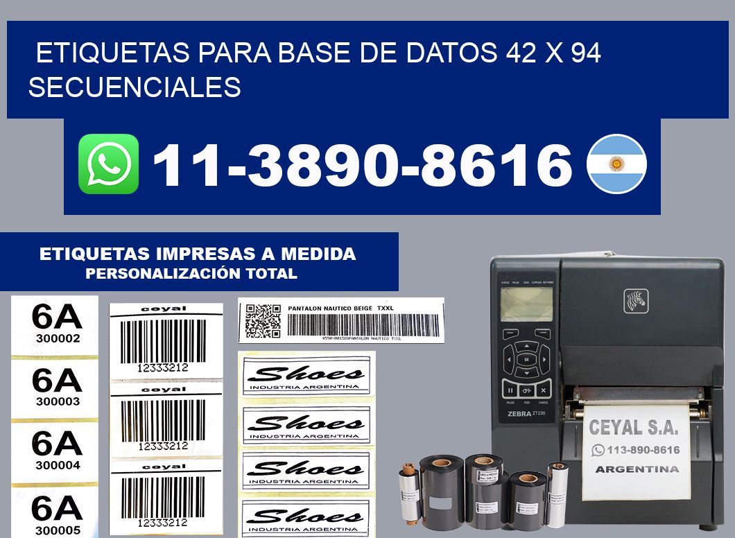 etiquetas para base de datos 42 x 94 secuenciales