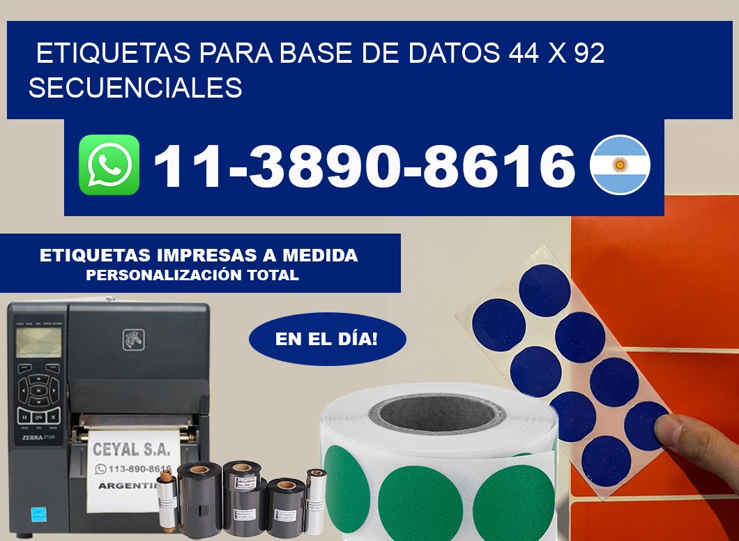 etiquetas para base de datos 44 x 92 secuenciales