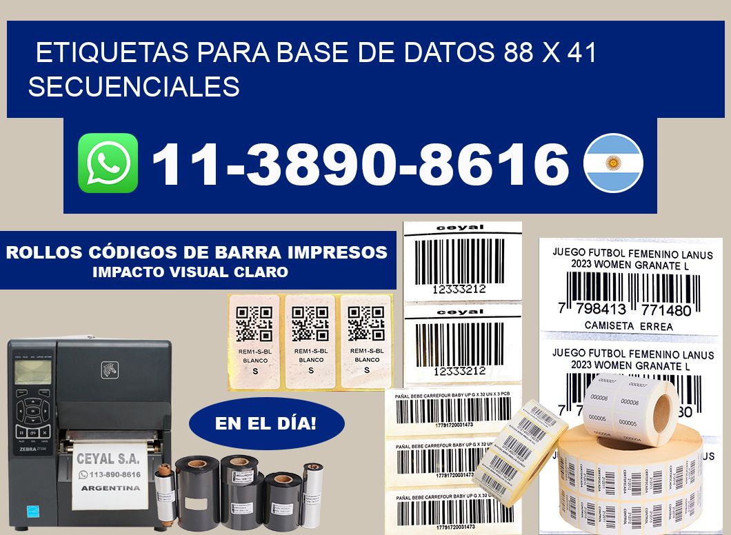 etiquetas para base de datos 88 x 41 secuenciales