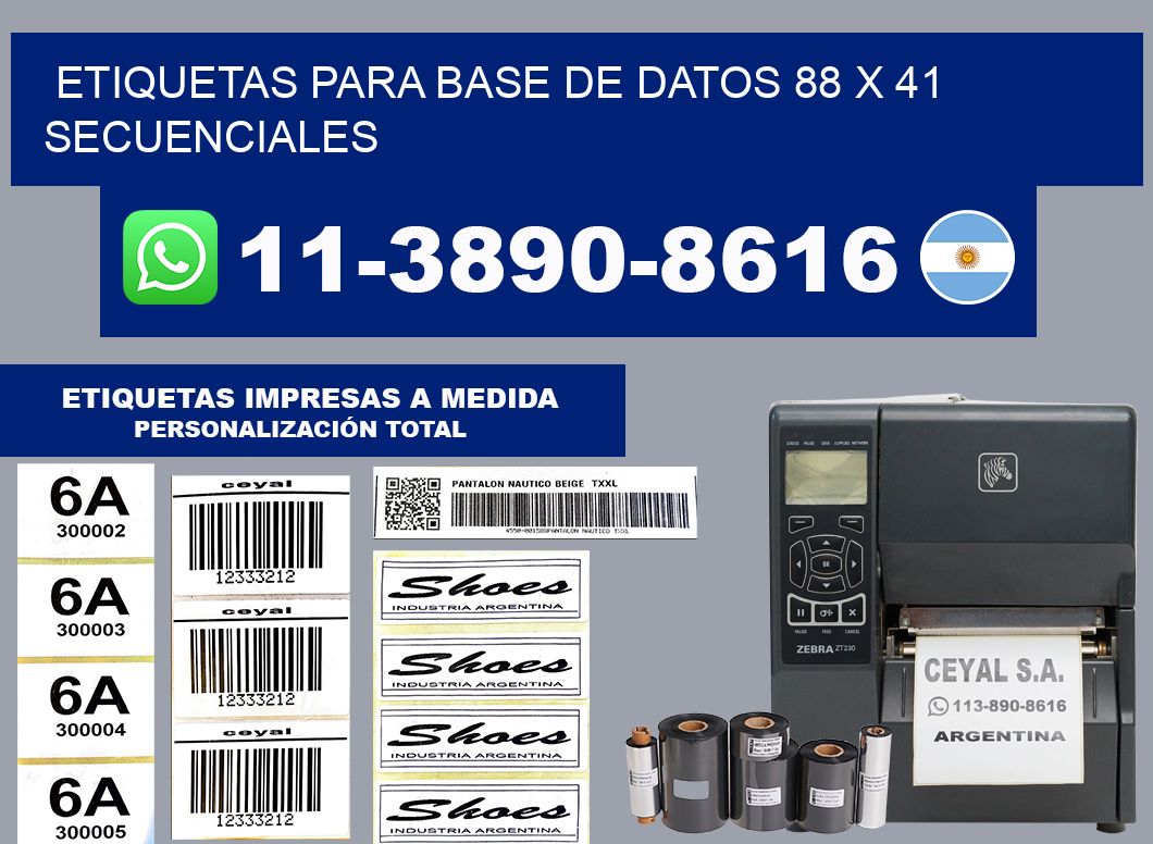 etiquetas para base de datos 88 x 41 secuenciales