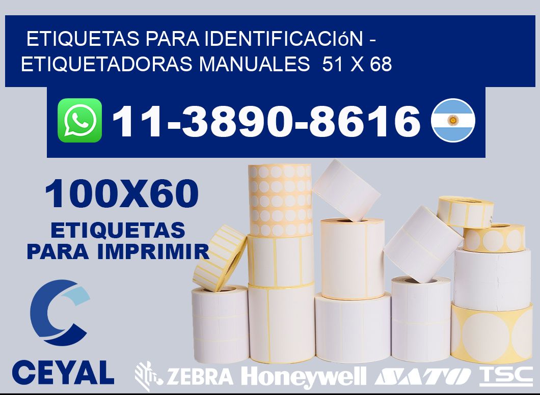 etiquetas para identificación - Etiquetadoras Manuales  51 x 68