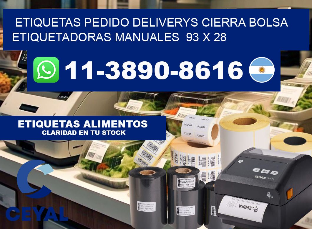etiquetas pedido deliverys cierra bolsa  Etiquetadoras Manuales  93 x 28