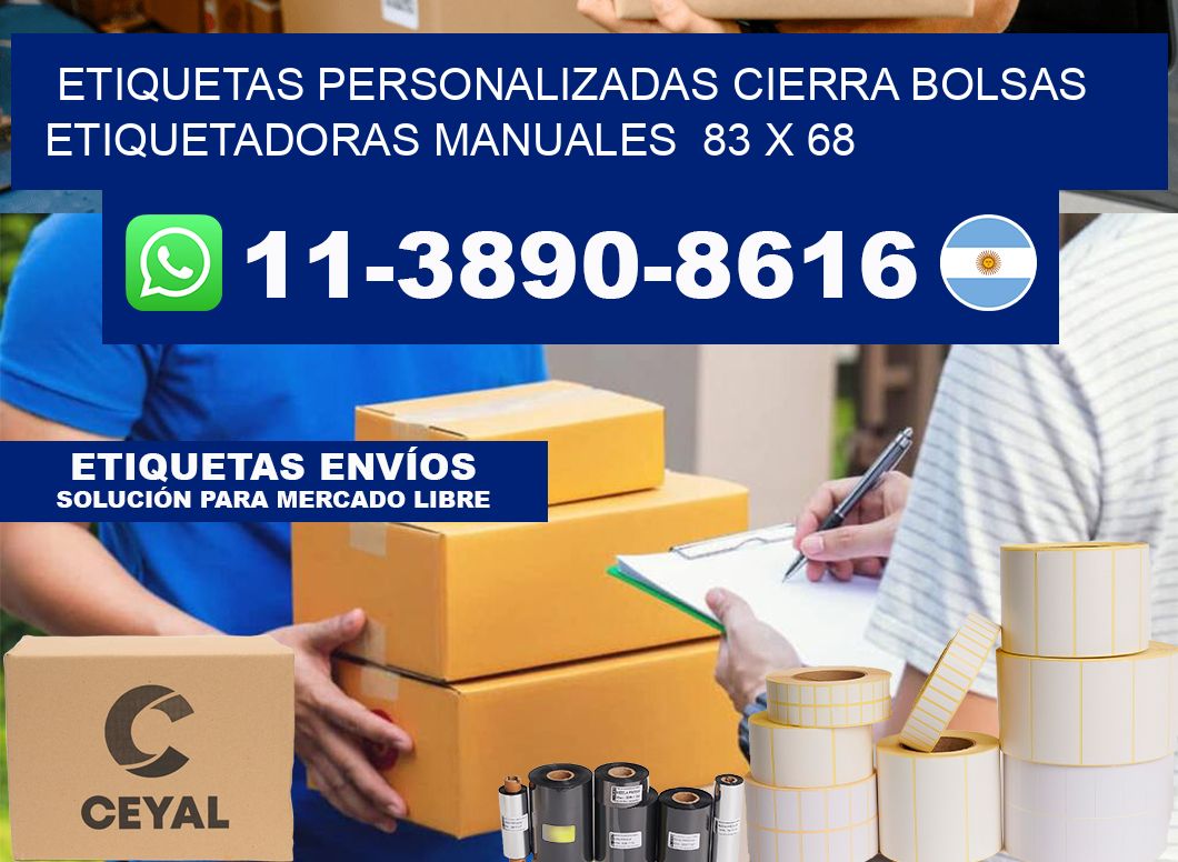 etiquetas personalizadas cierra bolsas  Etiquetadoras Manuales  83 x 68