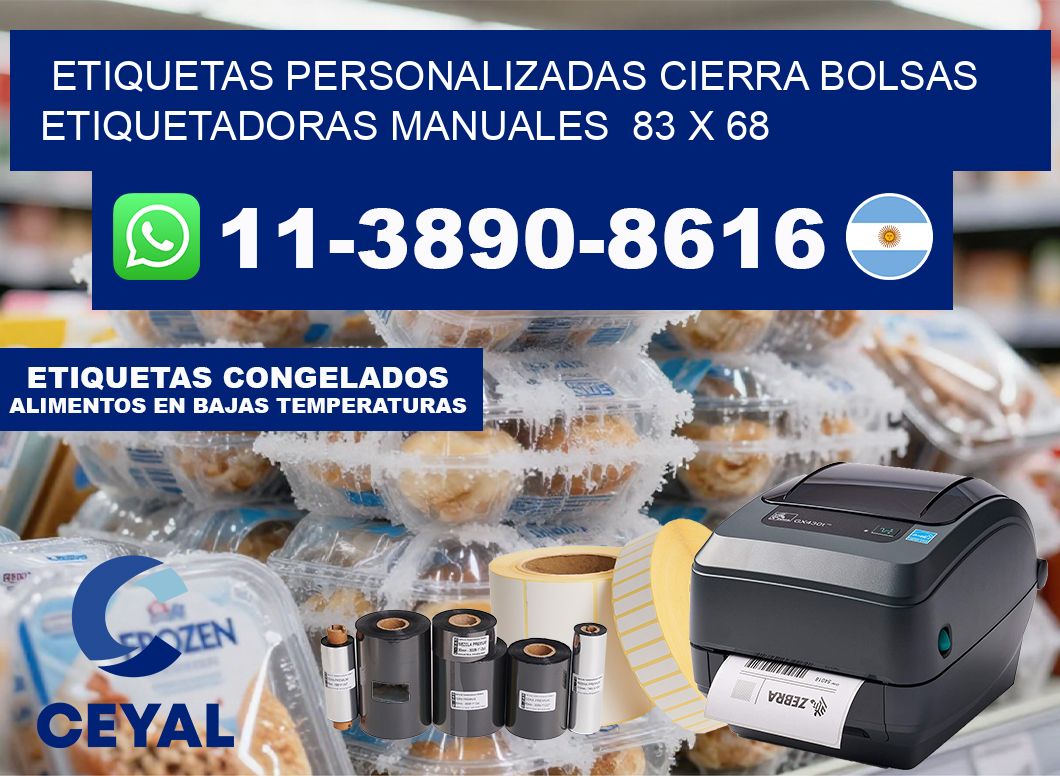 etiquetas personalizadas cierra bolsas  Etiquetadoras Manuales  83 x 68