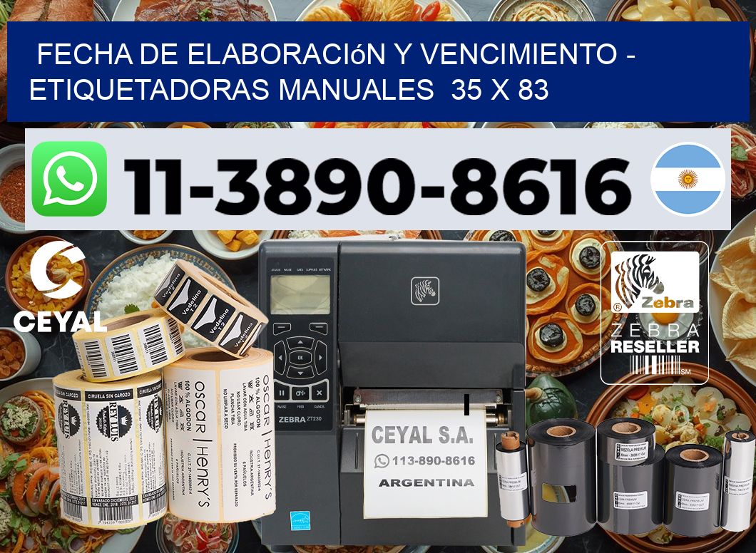 fecha de elaboración y vencimiento - Etiquetadoras Manuales  35 x 83