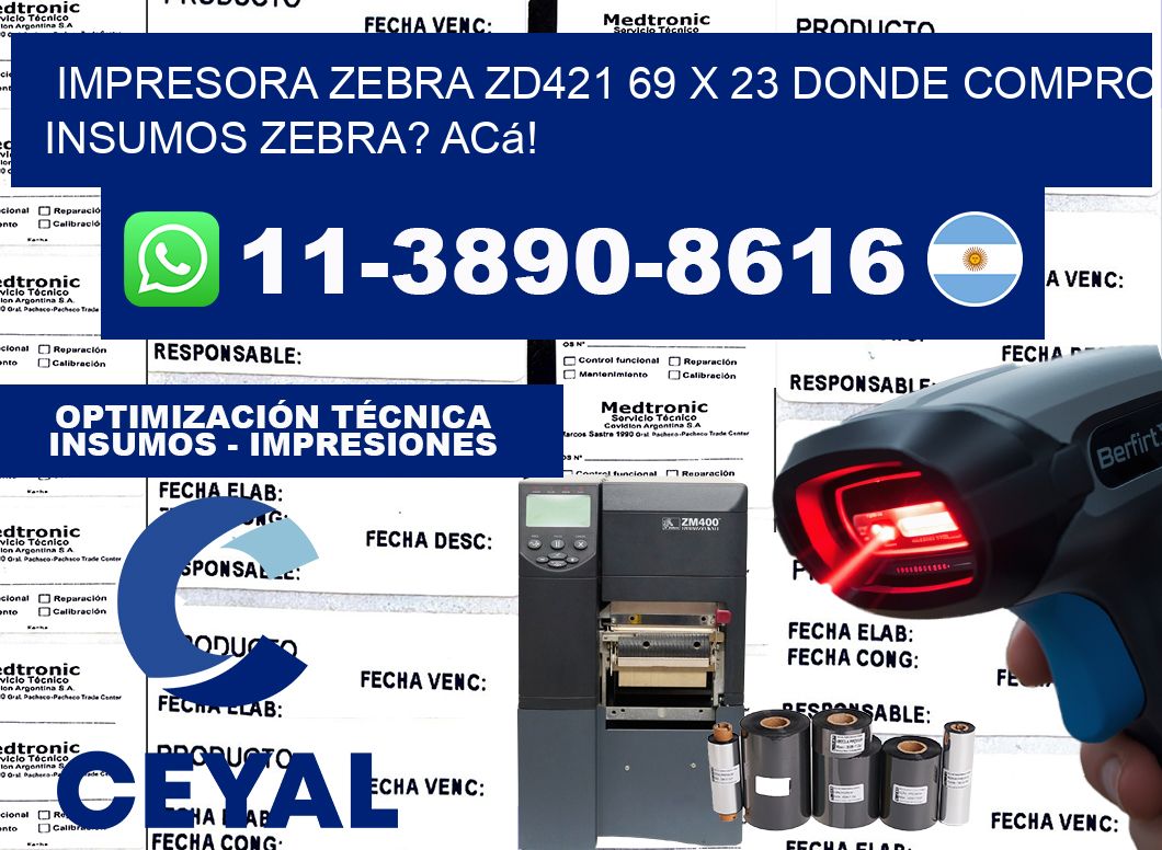 impresora zebra zd421 69 x 23 Donde compro insumos zebra? Acá!