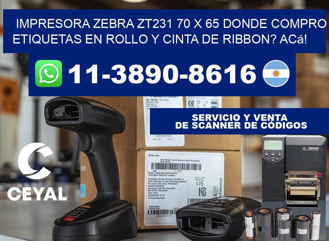 impresora zebra zt231 70 x 65 Donde compro etiquetas en rollo y cinta de ribbon? Acá!