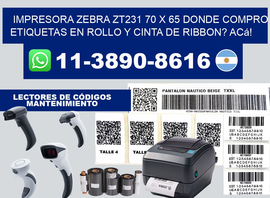impresora zebra zt231 70 x 65 Donde compro etiquetas en rollo y cinta de ribbon? Acá!