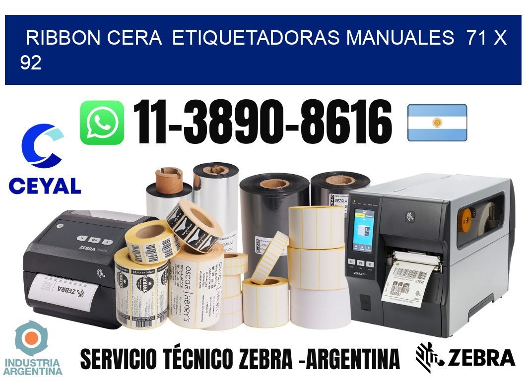 ribbon cera  Etiquetadoras Manuales  71 x 92