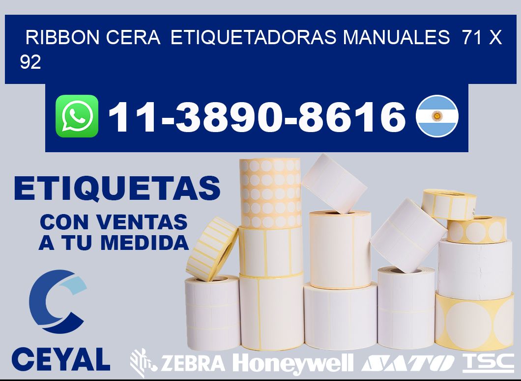 ribbon cera  Etiquetadoras Manuales  71 x 92
