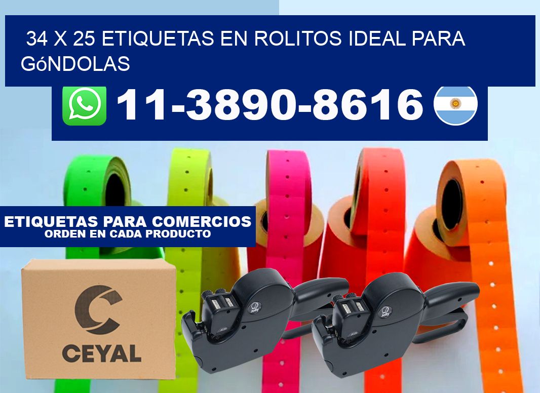 34 x 25 etiquetas en rolitos ideal para góndolas