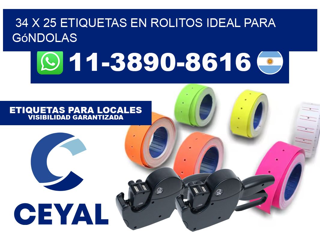 34 x 25 etiquetas en rolitos ideal para góndolas