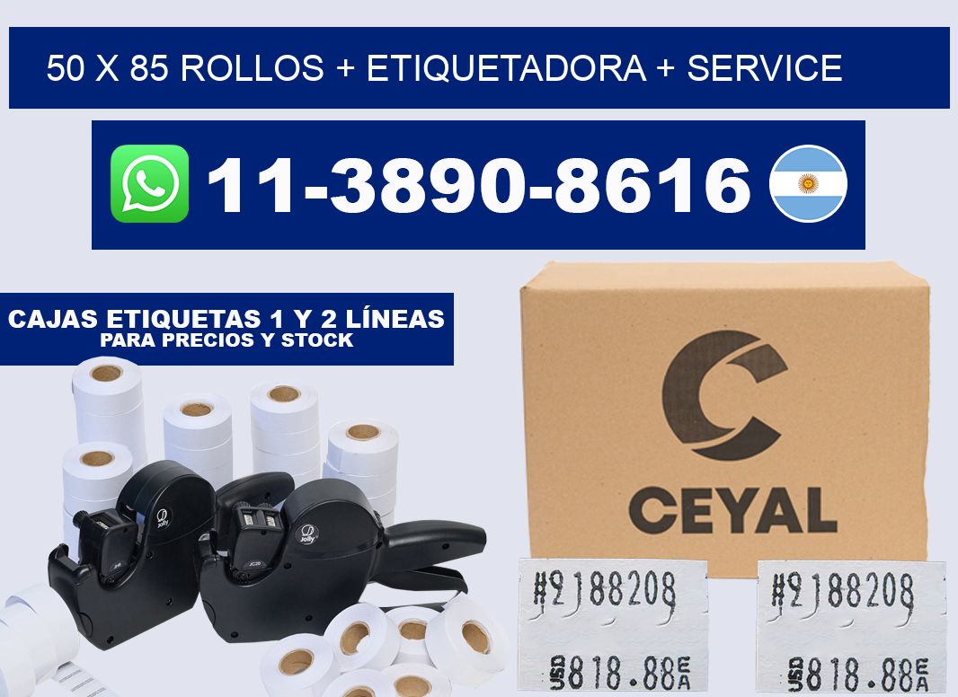 50 x 85 rollos + etiquetadora + service
