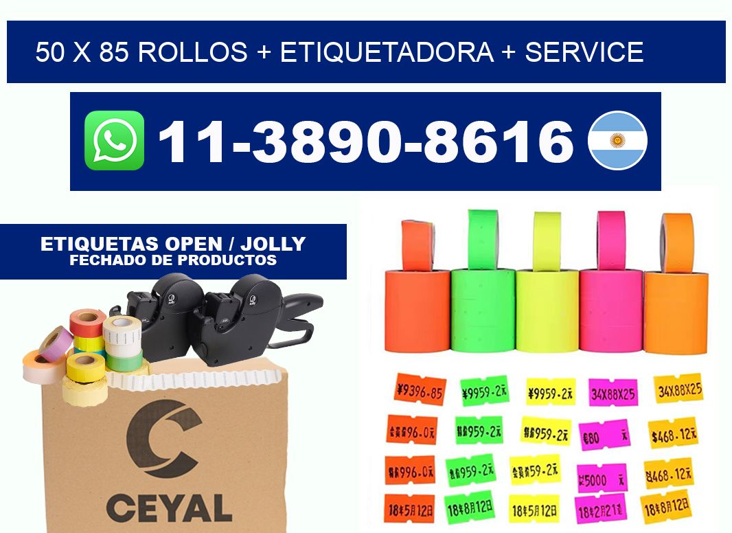 50 x 85 rollos + etiquetadora + service
