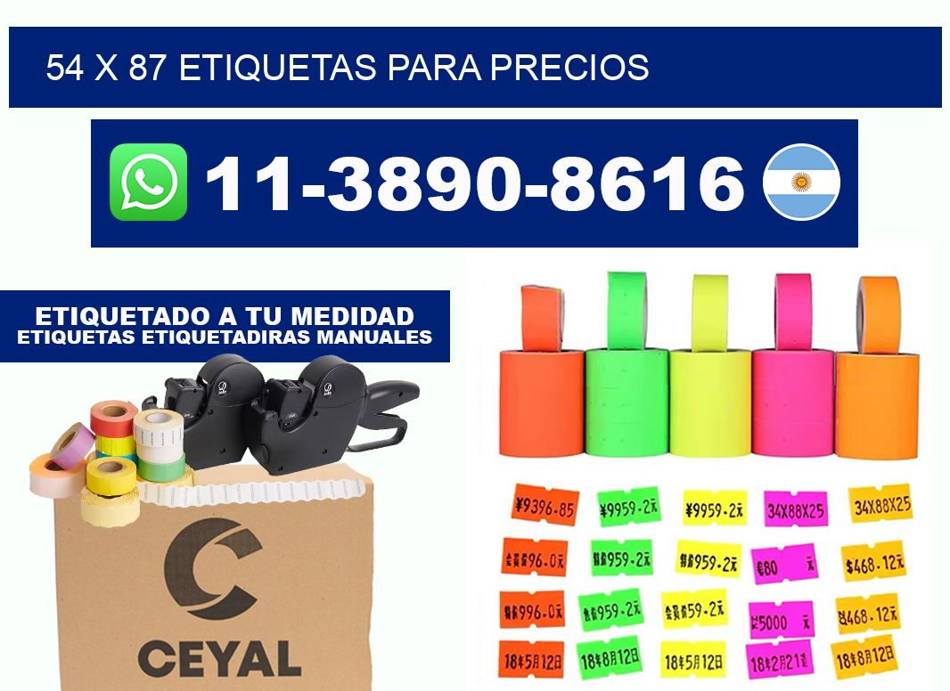 54 x 87 etiquetas para precios