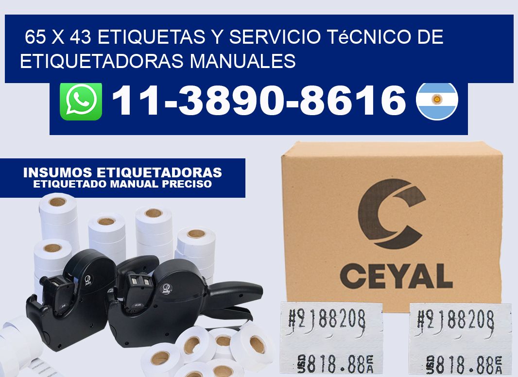 65 x 43 etiquetas y servicio técnico de etiquetadoras manuales