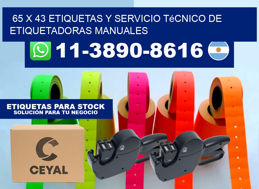 65 x 43 etiquetas y servicio técnico de etiquetadoras manuales