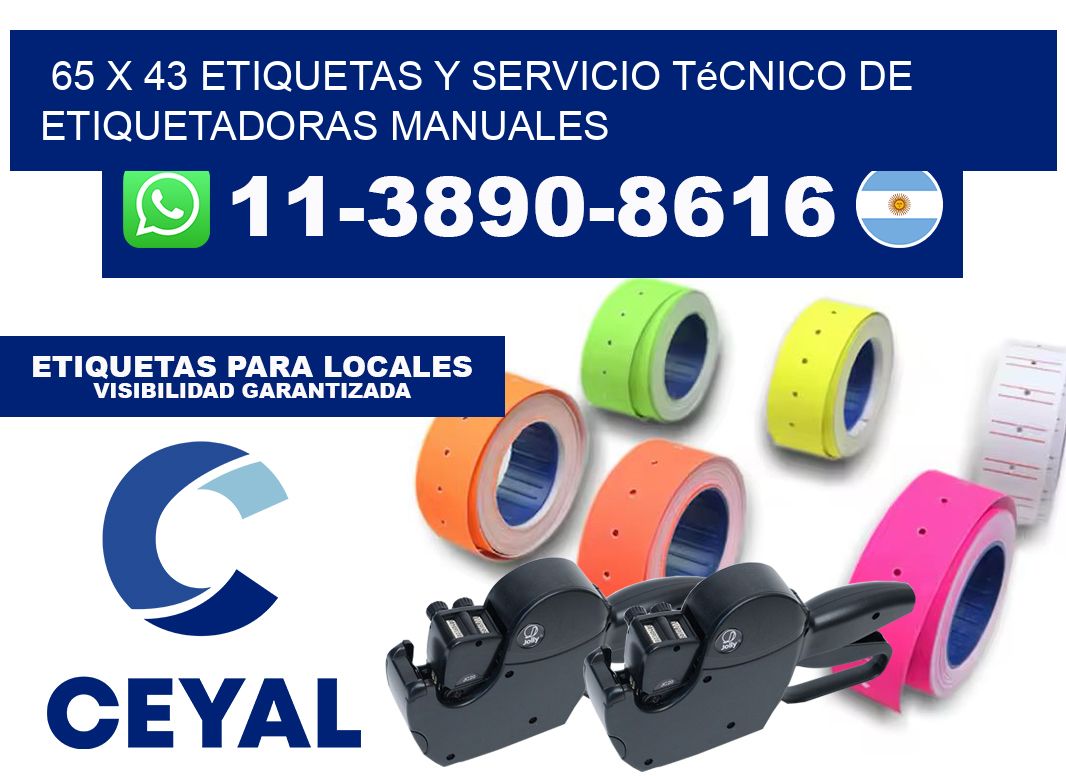65 x 43 etiquetas y servicio técnico de etiquetadoras manuales