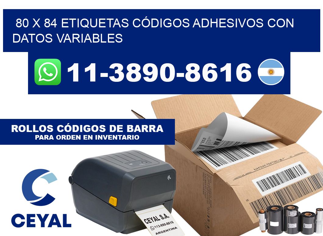 80 x 84 ETIQUETAS CÓDIGOS ADHESIVOS CON DATOS VARIABLES