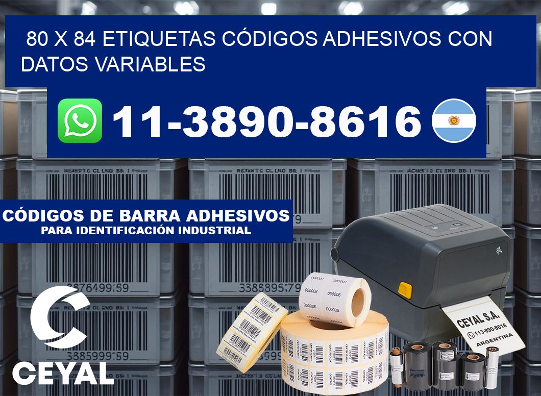 80 x 84 ETIQUETAS CÓDIGOS ADHESIVOS CON DATOS VARIABLES