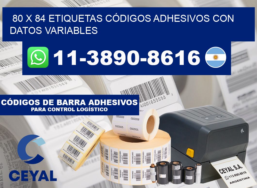 80 x 84 ETIQUETAS CÓDIGOS ADHESIVOS CON DATOS VARIABLES