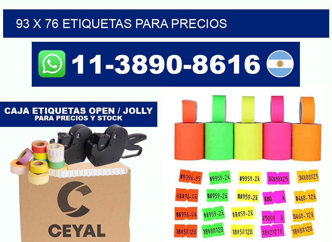 93 x 76 etiquetas para precios